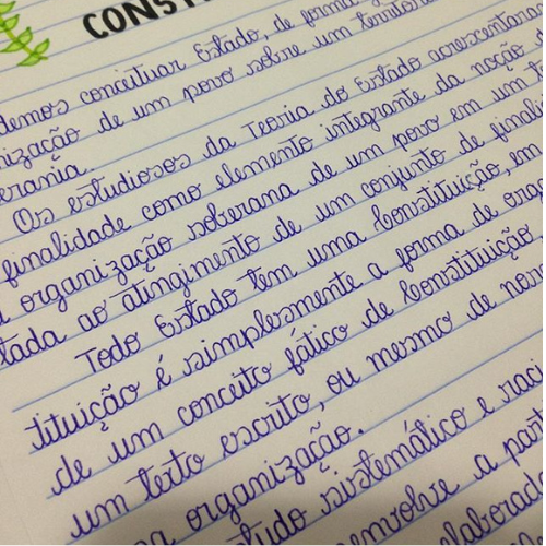 Exemplo de caligrafia depois